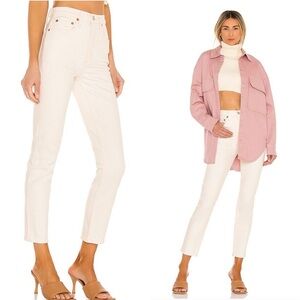 Re/Done High‎ Rise Ankle Crop Jeans in Vintage White sz 27